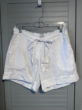 Tommy Bahama Linen Shorts Womens S White Drawstring Elastic Waist Beach Sz. 4